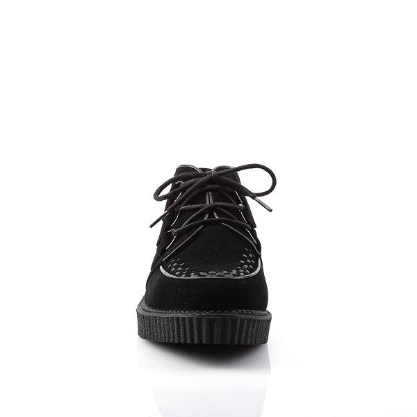 Demonia Women's V-CREEPER-662 Creeper Shoes - Black Vegan Suede D6790-41US Clearance
